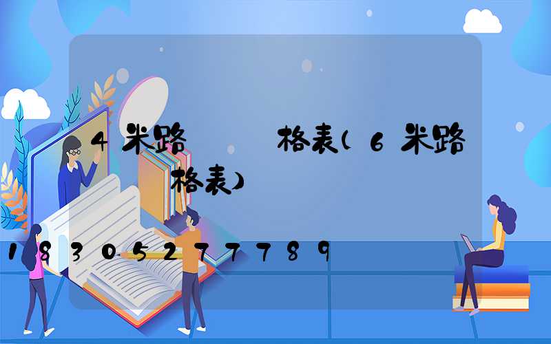 4米路燈桿價格表(6米路燈桿價格表)