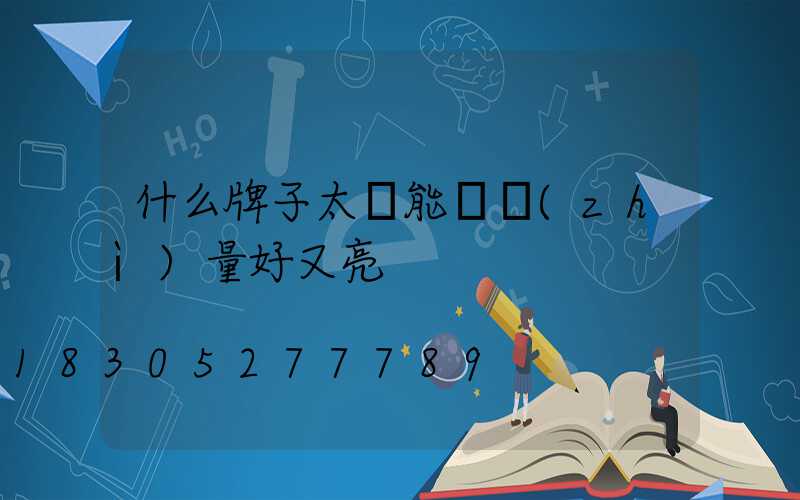 什么牌子太陽能燈質(zhì)量好又亮