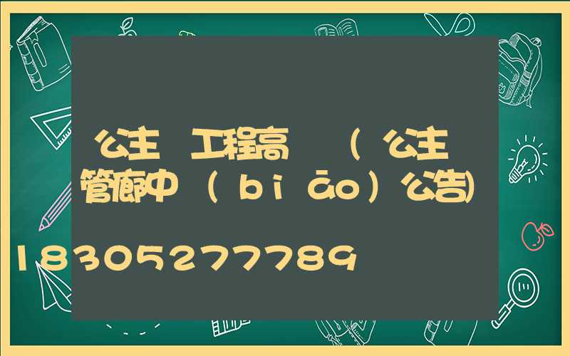 公主嶺工程高桿燈(公主嶺管廊中標(biāo)公告)