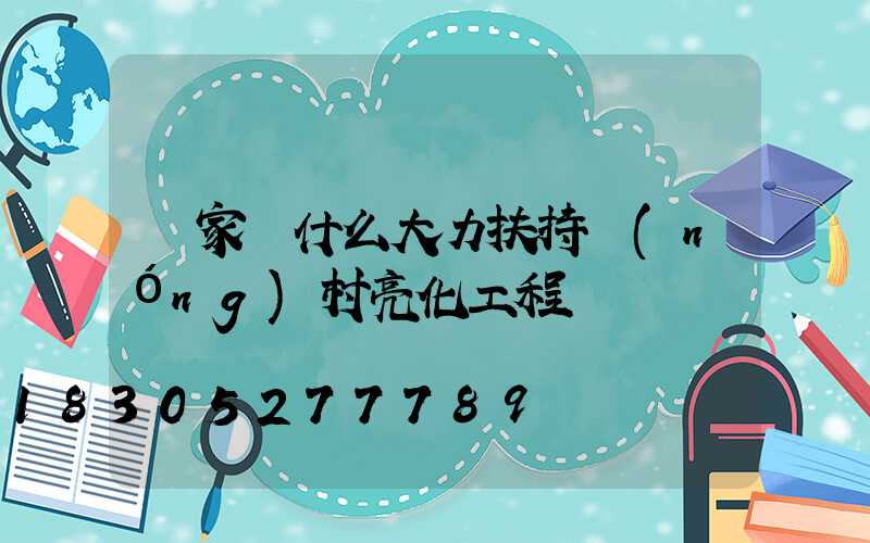 國家為什么大力扶持農(nóng)村亮化工程