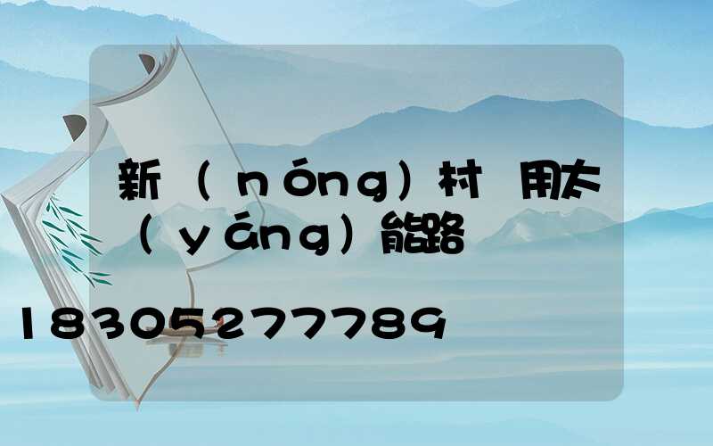 新農(nóng)村專用太陽(yáng)能路燈