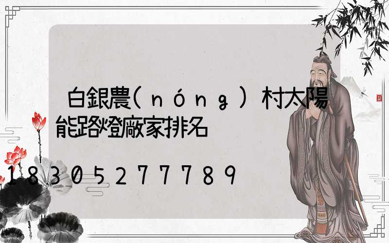 白銀農(nóng)村太陽能路燈廠家排名