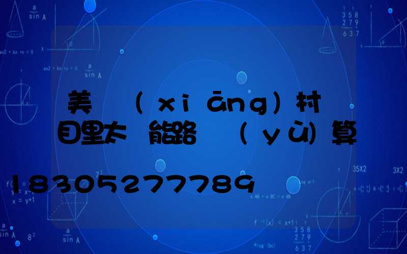 美麗鄉(xiāng)村項目里太陽能路燈預(yù)算