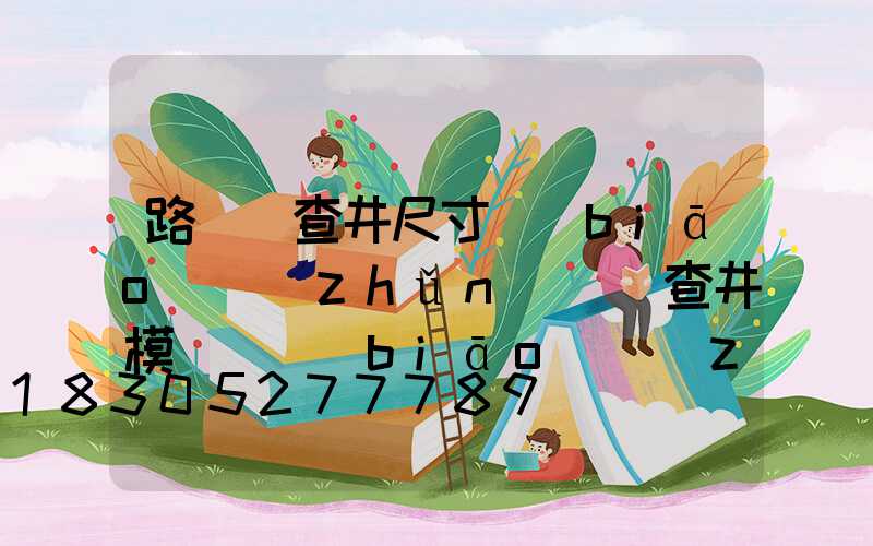 路燈檢查井尺寸標(biāo)準(zhǔn)(檢查井模塊磚標(biāo)準(zhǔn)尺寸)